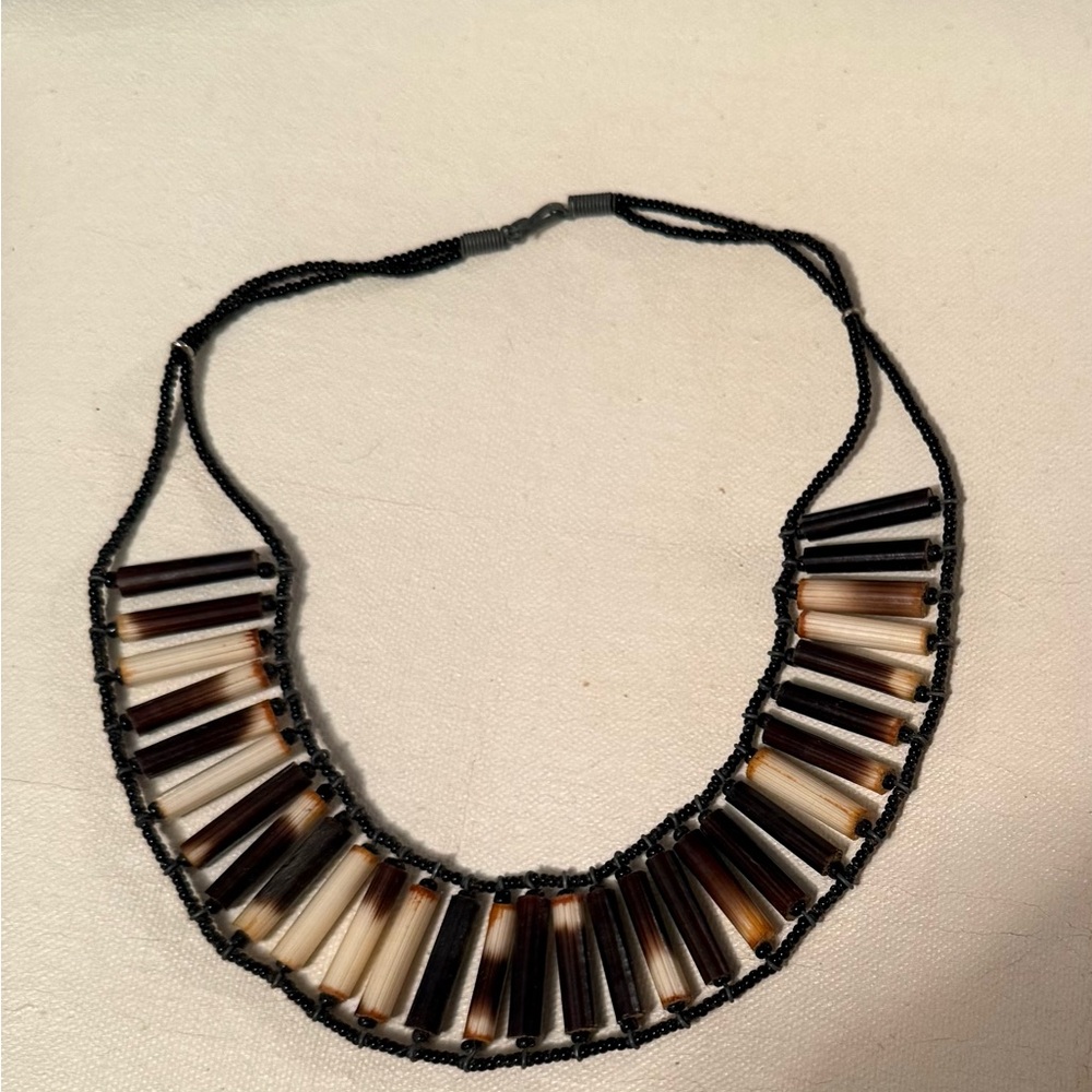 Vintage African porcupine quill choker style necklace.